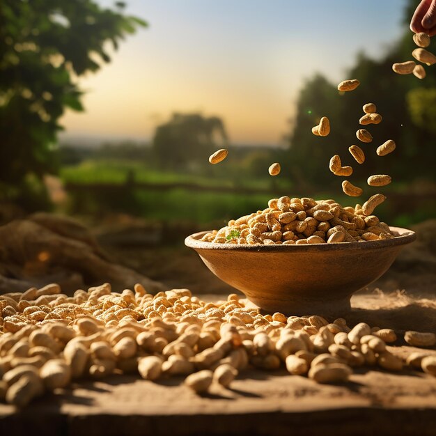 Nueces de tierra que caen de una pequeña altura