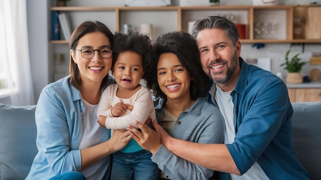 Nuestra vida nuestra historia nuestro hogar retrato de una familia feliz unida en casa