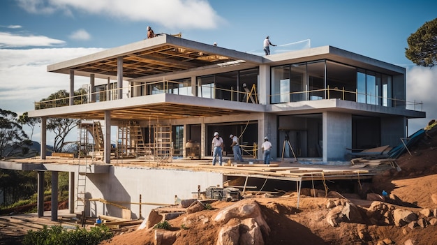 Nueva casa en construcción en el sitio de construcción