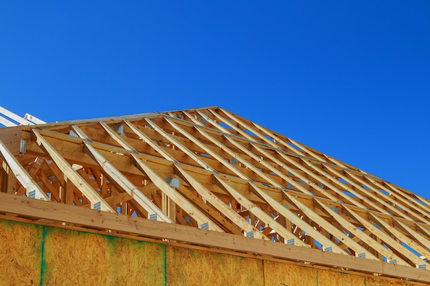 Foto nueva construcción de un edificio o casa de madera