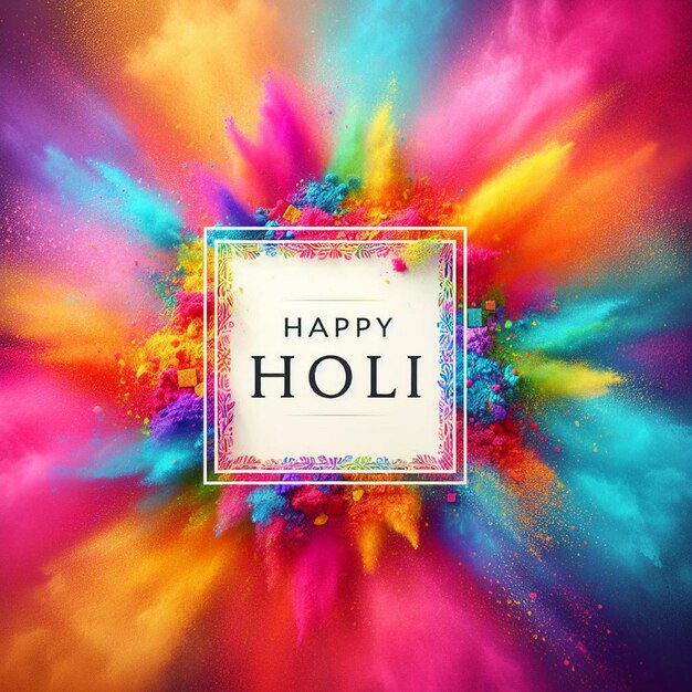 Foto nueva tarjeta de felicitación del festival de holi tarjeta de holi con polvo de holi colorido diseño de tarjeta de holi feliz holi