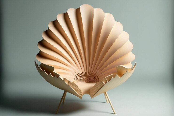 Foto una nueva y única silla simple de diseño en madera y metal scallo.