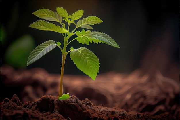 Nueva vida en el bosque. Plantas jóvenes en crecimiento