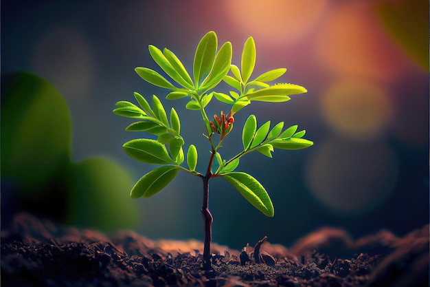 Nueva vida en el bosque. Plantas jóvenes en crecimiento