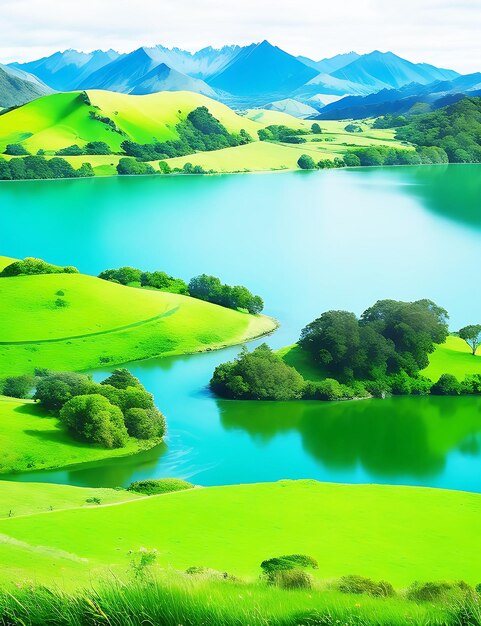 Nueva Zelanda vista verde ai generado