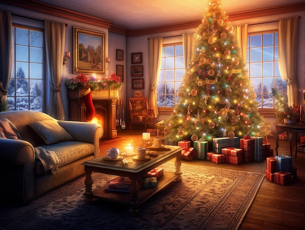 Nuevas de alegría decorando el árbol de Navidad