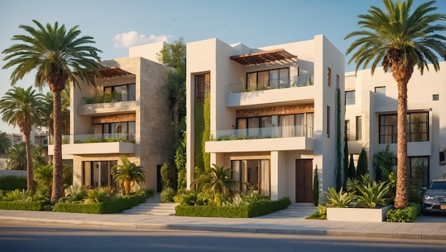 Nuevas casas modernas en la ciudad palmeras