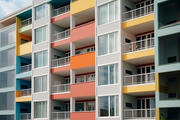 Nuevas ventanas de plástico de edificios residenciales modernos de varios pisos en un nuevo apartamento con balcón