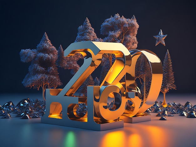 Nuevo año 2024 Concepto de diseño creativo Imagen renderizada en 3D