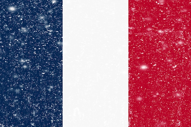 Nuevo concepto Bandera de Francia Fondo de textura de estuco de pared desordenada blanca Pintura de bandera de Francia Historia de la bandera de Francia Nueva bandera de Francia