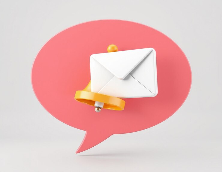 Foto nuevo concepto de notificación y recordatorio de mensajes de campana y sobre 3d