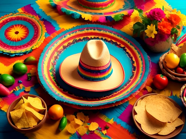 Foto nuevo diseño colorido del día del cinco de mayo feliz celebración del día mexicano