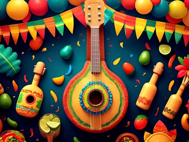 Foto nuevo diseño colorido del día del cinco de mayo feliz celebración del día mexicano