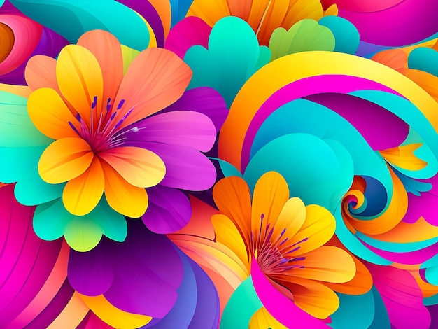 Nuevo generador de ai de fondo de onda colorido floral abstracto