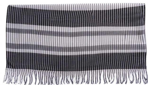 Nuevo pañuelo a rayas blancas y negras aislado sobre fondo blanco