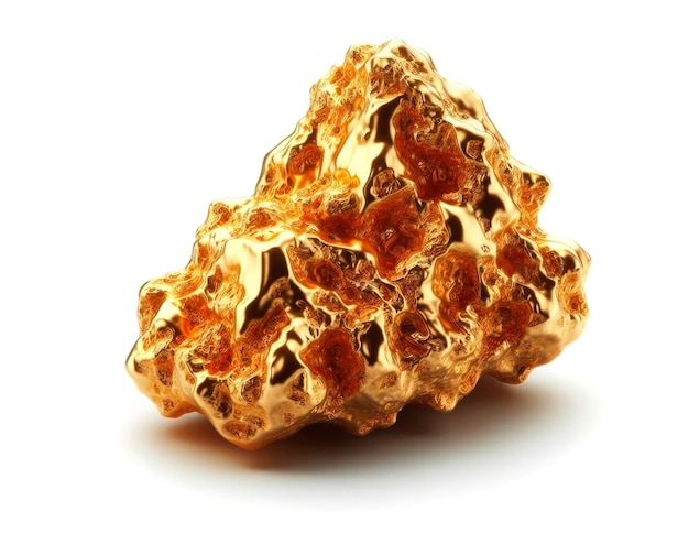 Nugget de oro aislado en fondo blanco generativo de IA