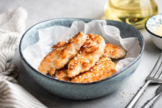 Nuggets de filé de frango caseiro