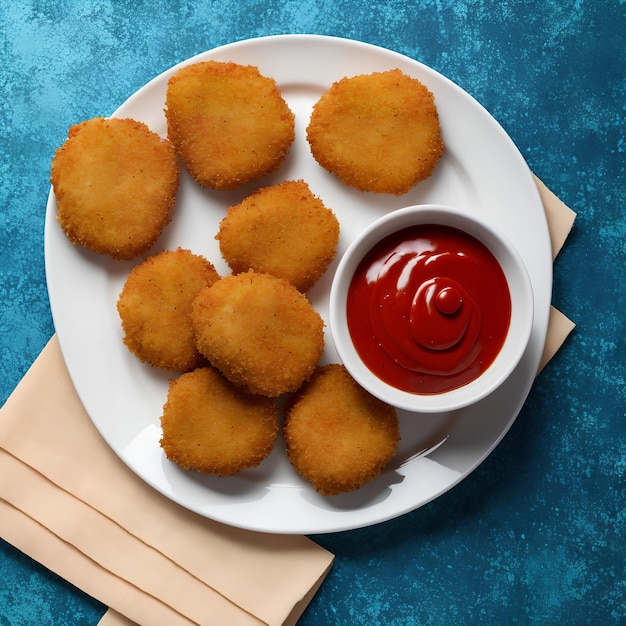 Nuggets de frango com arte generativa de ketchup por IA