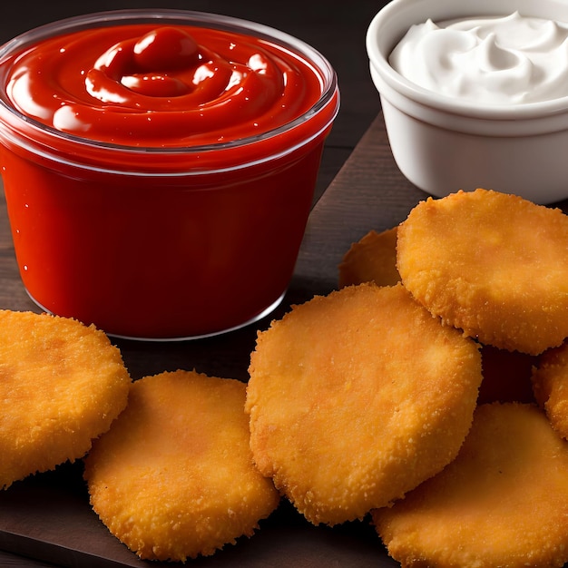 Nuggets de frango com arte generativa de ketchup por IA