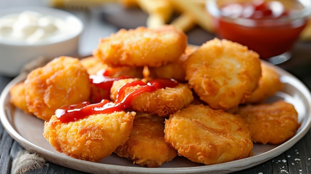 Nuggets de frango com ketchup