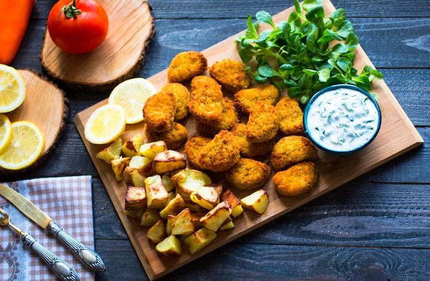 Nuggets de frango com molho de iogurte