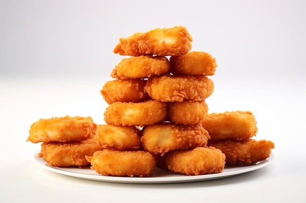 Nuggets de frango crocantes prontos para devorar em fundo branco Imagem de Chicken Nugget