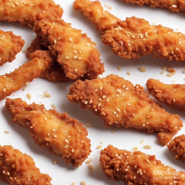 Nuggets de frango em fundo branco isolado