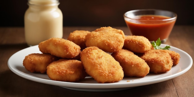 Nuggets e molhos de frango