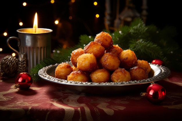 Nuggets de patata bruñidos comida para la cena navideña