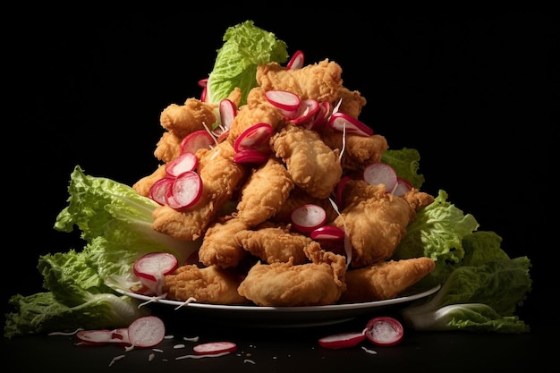 Nuggets de pollo arreglados en una cama de crujientes trituradas 390_block_1_0jpg