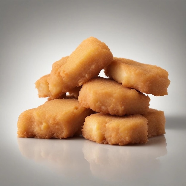 Nuggets de pollo frito aislado sobre fondo blanco.