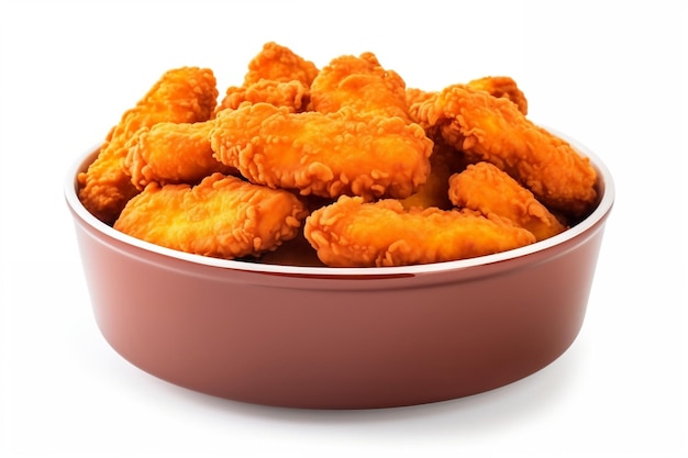 Nuggets de pollo frito cubo rojo o cuenco IA generativa