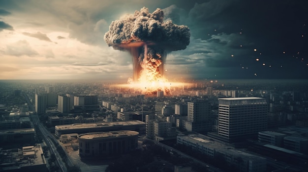 Nukleare Explosion in der Stadt Generative KI