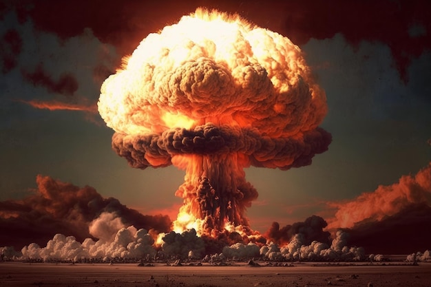 Nukleare Explosion in Form eines großen Pilzes