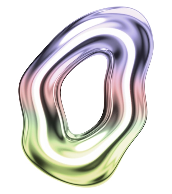 Número 0 png holográfico fuente de cromo fluido fondo transparente