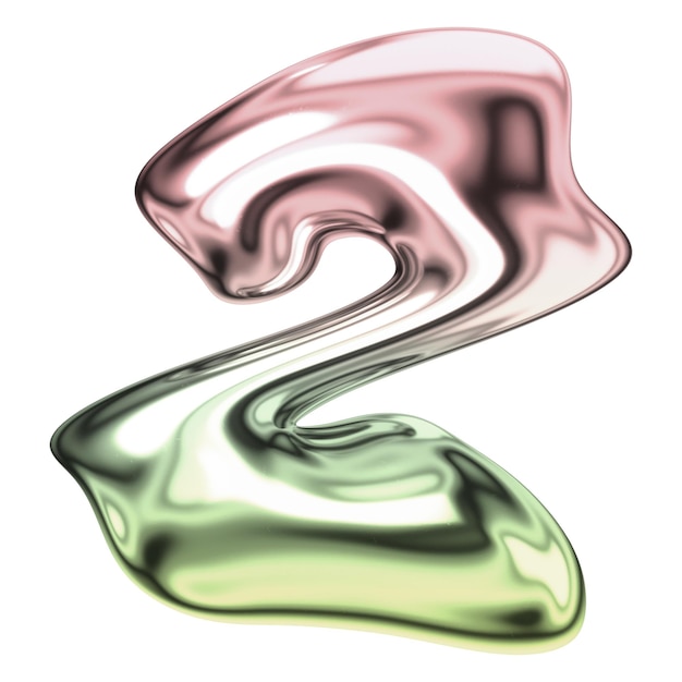 Número 2 png holográfico fuente de cromo fluido fondo transparente
