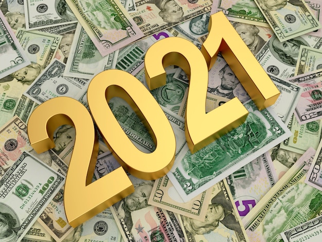 Número 2021 en billetes de un dólar