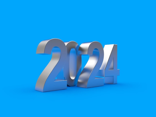 Número 2024 em prata em azul