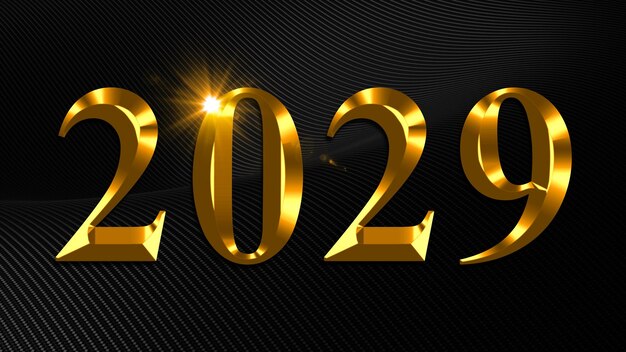 Foto número 2029 en dígitos dorados en fondo oscuro año nuevo
