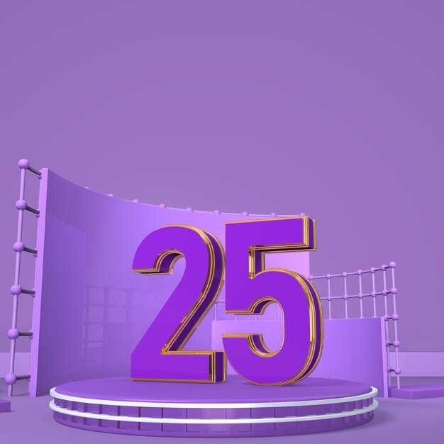 número 3d en la representación del podio