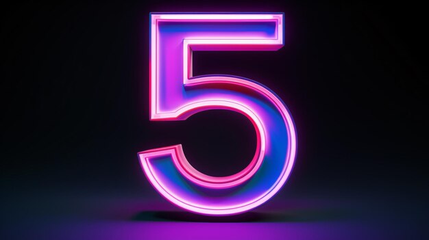 Foto número 5 alfabeto neon retro número 3d