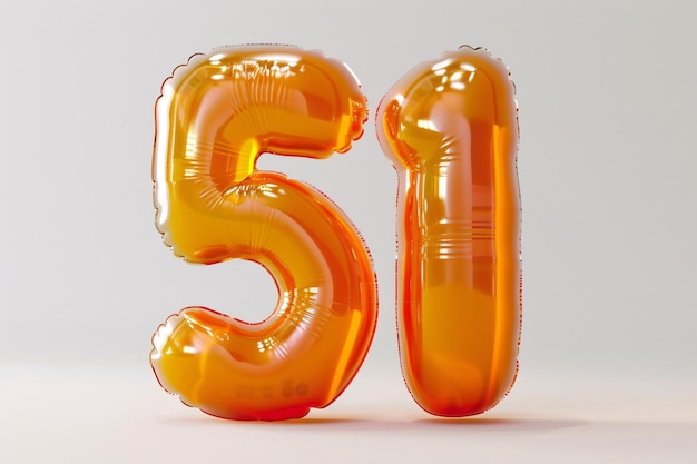 un número 5 en naranja y amarillo51 número de globo renderización 3D Día del Trabajo número de fiesta concepto 3D i