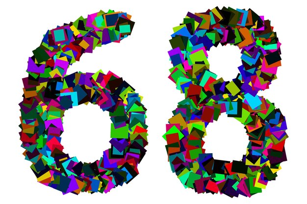 Número 68 colorido para o conceito de matemática