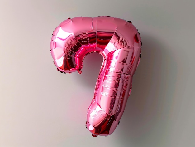 Número 7 globo inflable rosa aislado sobre fondo blanco para fiesta de cumpleaños 3D