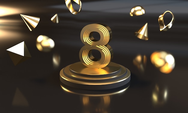 Número 8 con efecto dorado