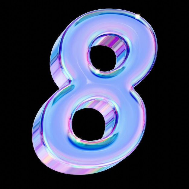 Número 8 en estilo 3D cromático