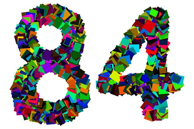 Número 84 colorido para o conceito de matemática