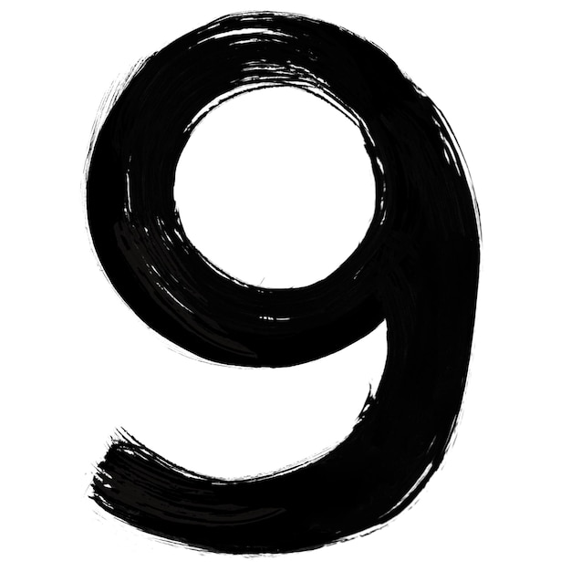 Número 9 png grunge letra de mano tipografía