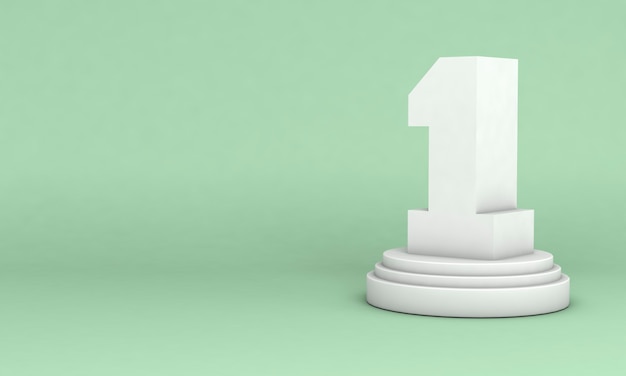 Número branco 3D isolado em pedestal redondo