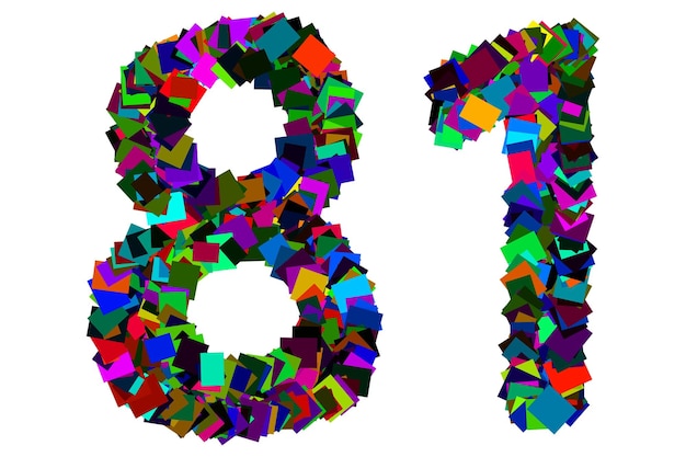 Número colorido 81 para o conceito de matemática